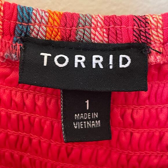 Torrid 1 maxi stripe dress multicolor festival carnival summer ruffle pink - Picture 4 of 8